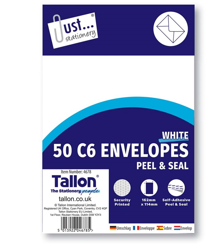 C6 Envelopes White 50 Pack