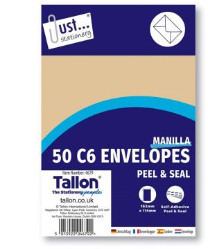 C6 Envelopes Brown 50 Pack