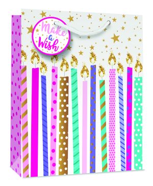Colourful Candles Gift Bag Large 26cm x 32cm x 12cm