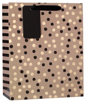 Black & Gold Spots Gift Bag Large 26cm x 32cm x 12cm