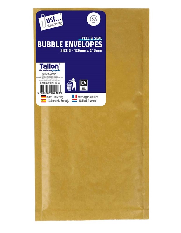 Bubble Envelopes Size B 120 x 215 6 Pack