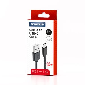 SUPER FAST - USB A to USB C Cable - 2.4 Amp - 18w - 2 Mtr