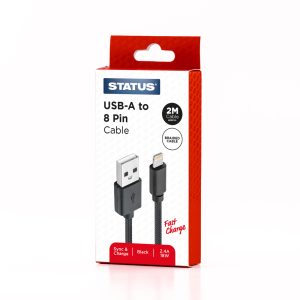 SUPER FAST - USB A to 8 Pin Cable - 2.4 Amp - 18w - 2 Mtr