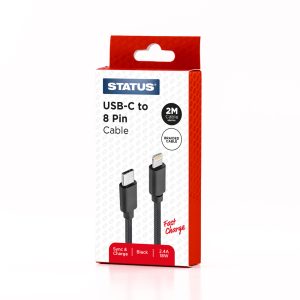 SUPER FAST - USB C to 8 Pin Cable - 2.4 Amp - 18w - 2 Mtr