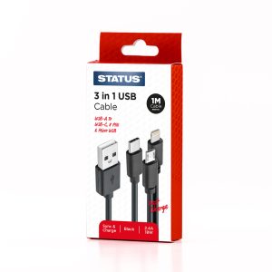 SUPER FAST - USB A to 3 Way- 1 Mtr