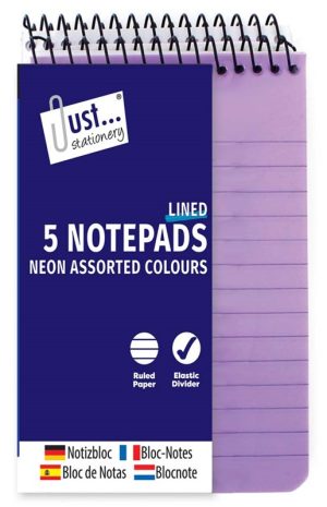 Neon Notepads 5 Pack 76 x 126mm