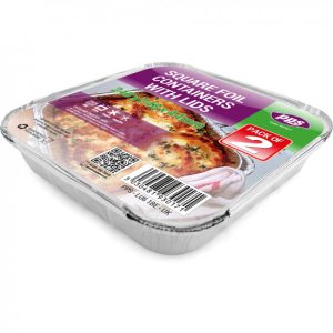 Foil Containers & Lids Square 248x248x44mm 4 Pack